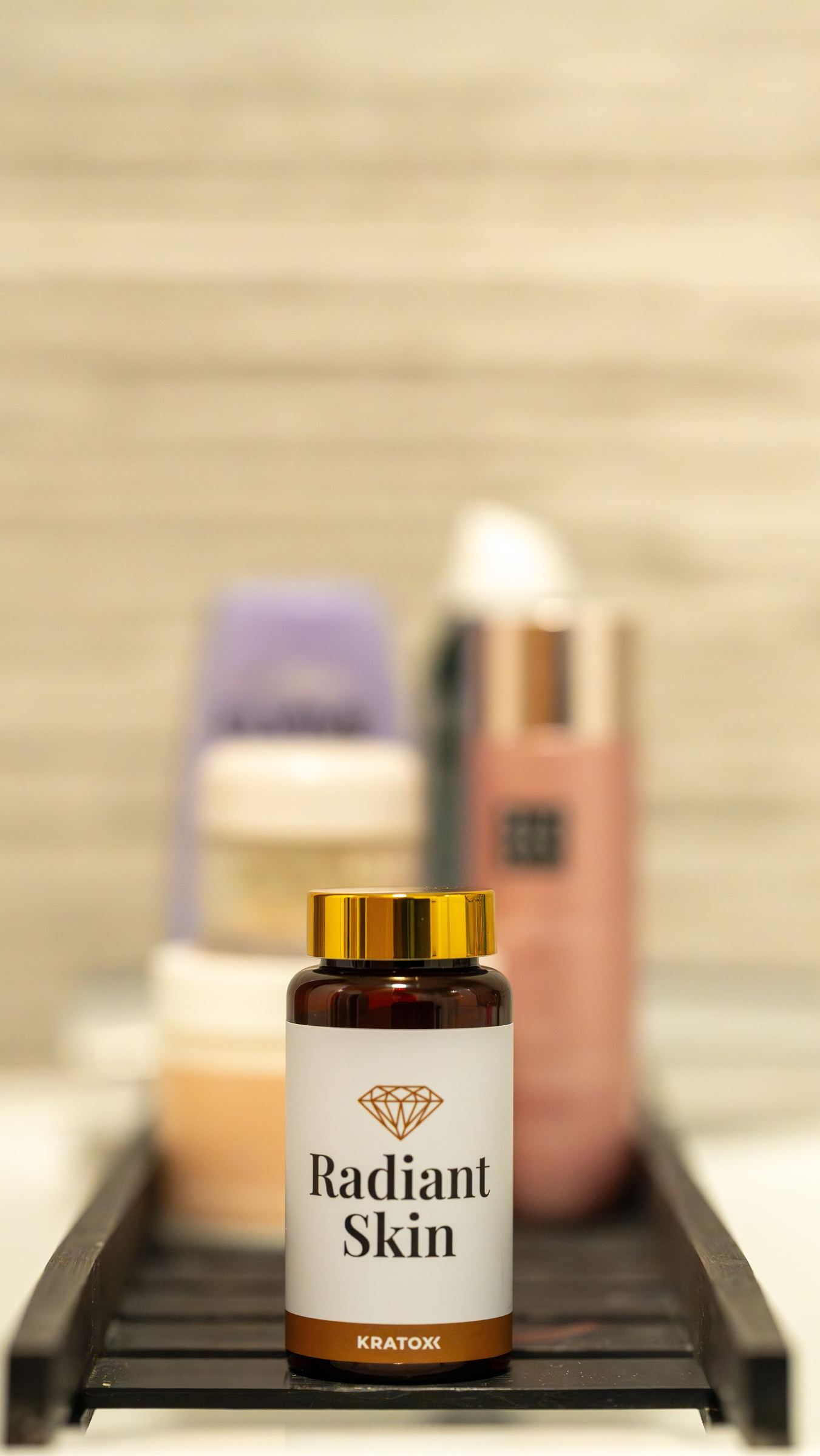 Radiant Skin photographed beside beauty products