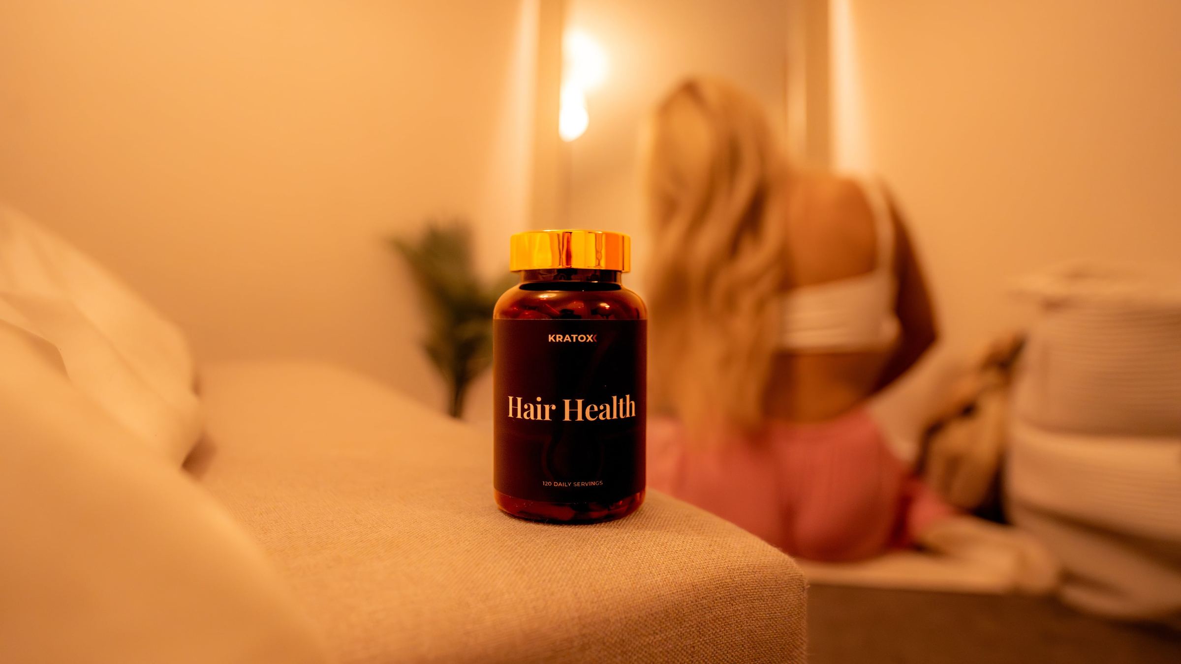 Hair Health product in a warm lifestyle scene