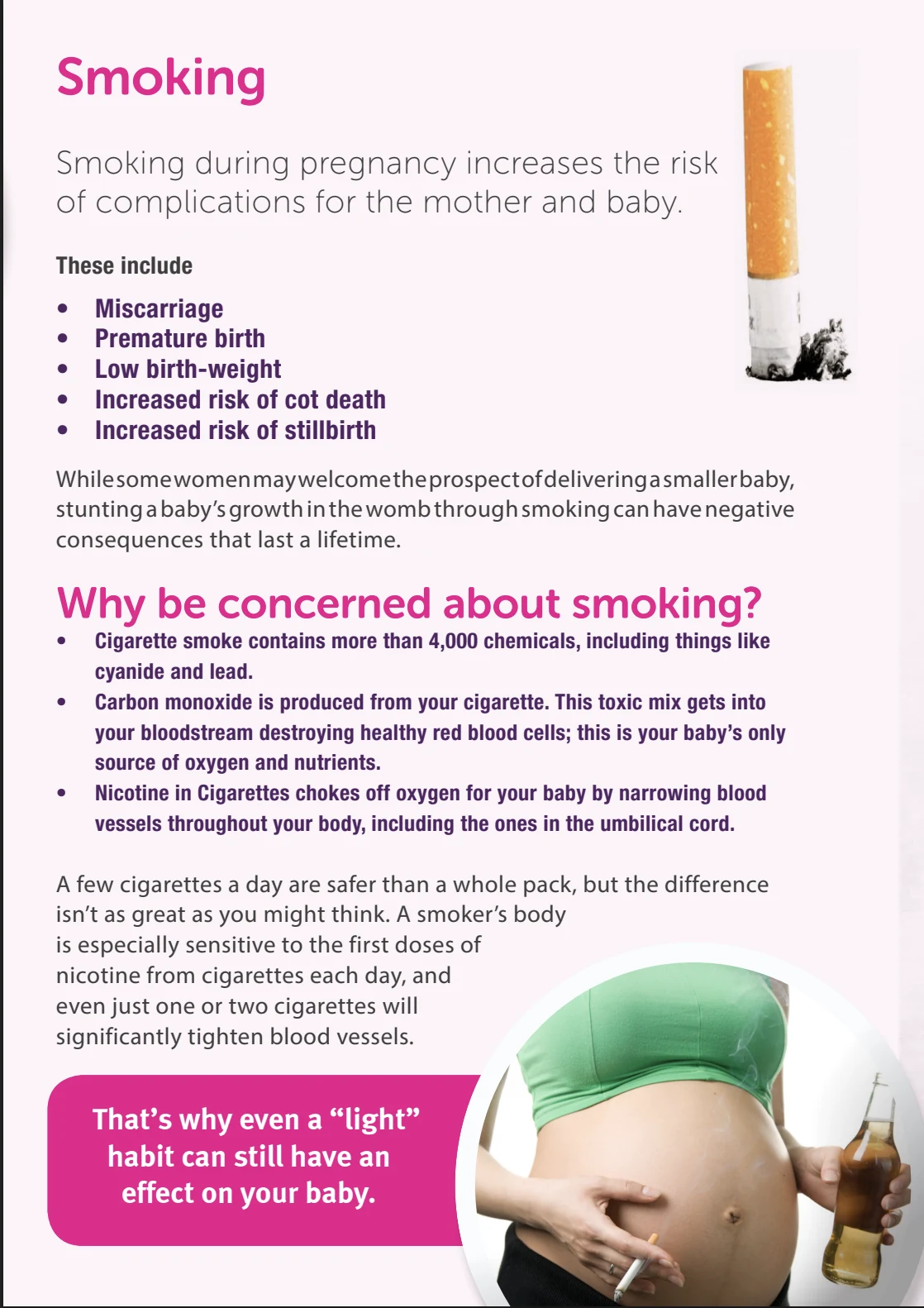 Pregnancy resource interior on smoking
