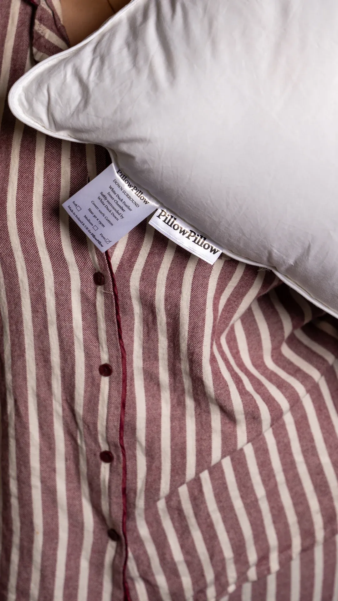 Woven brand label and fabric detail