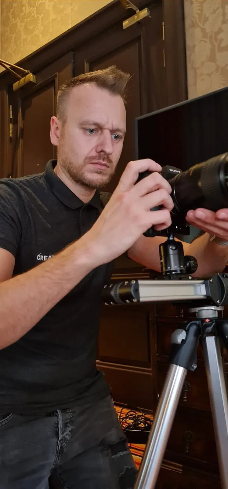 Close-up from a behind-the-scenes shoot