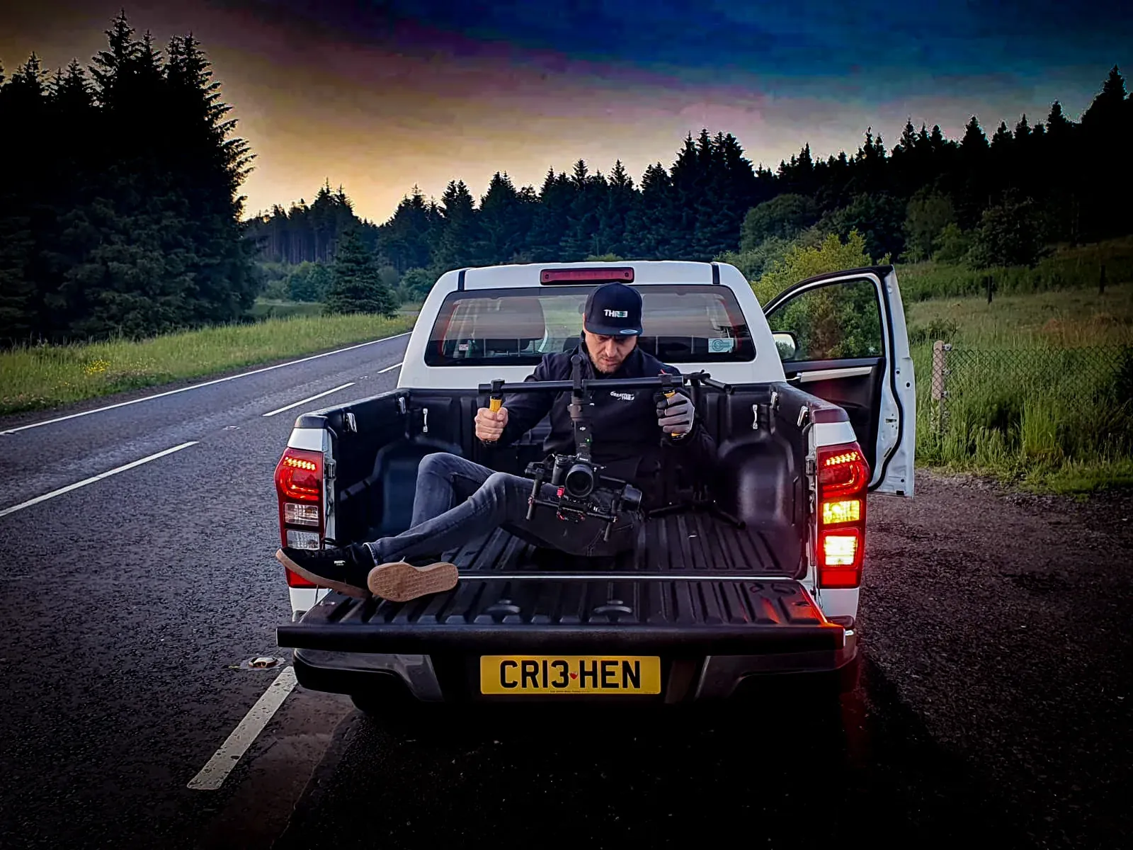 Production equipment mounted in the back of a pickup