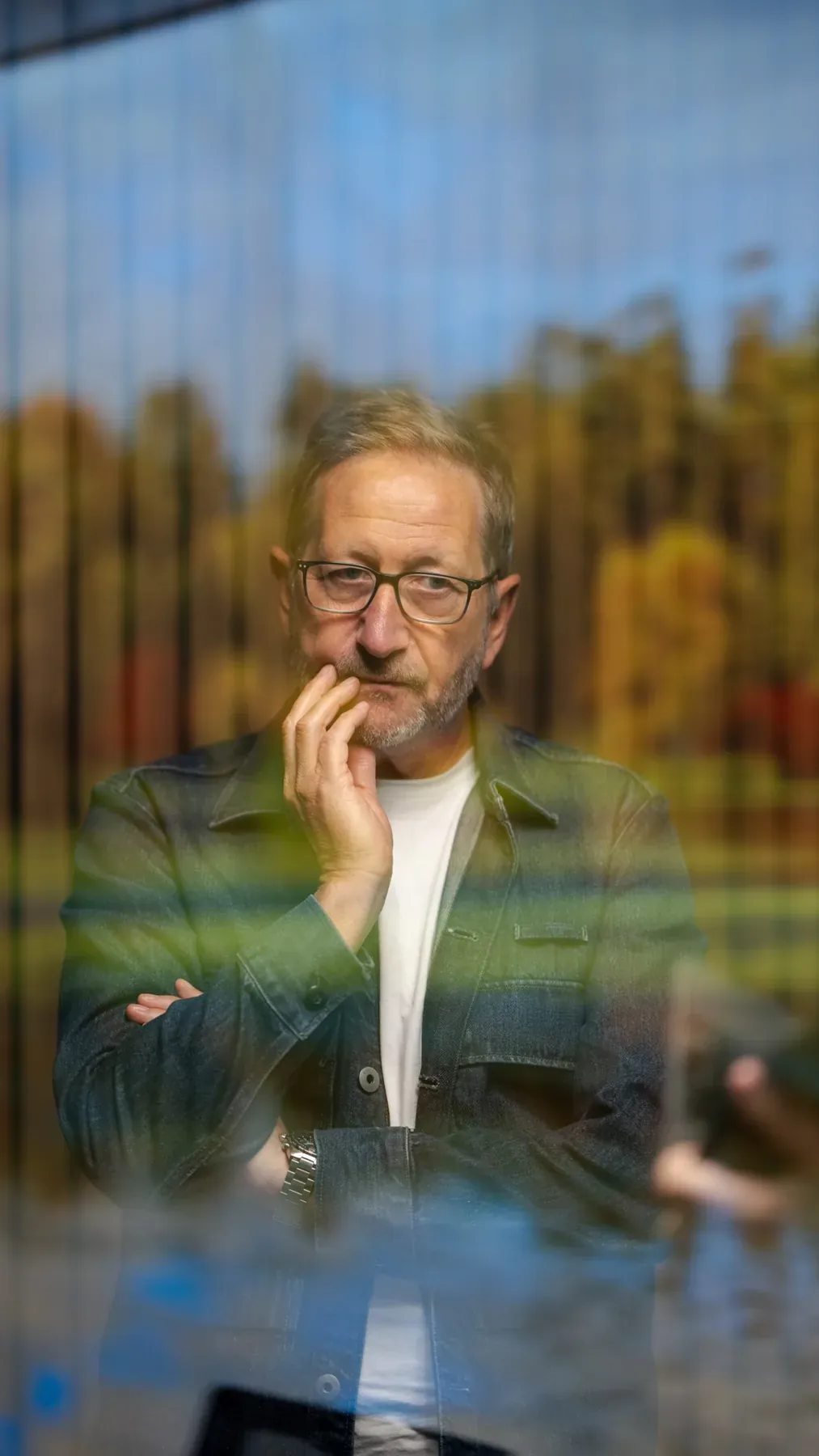 Interview portrait in warm window light